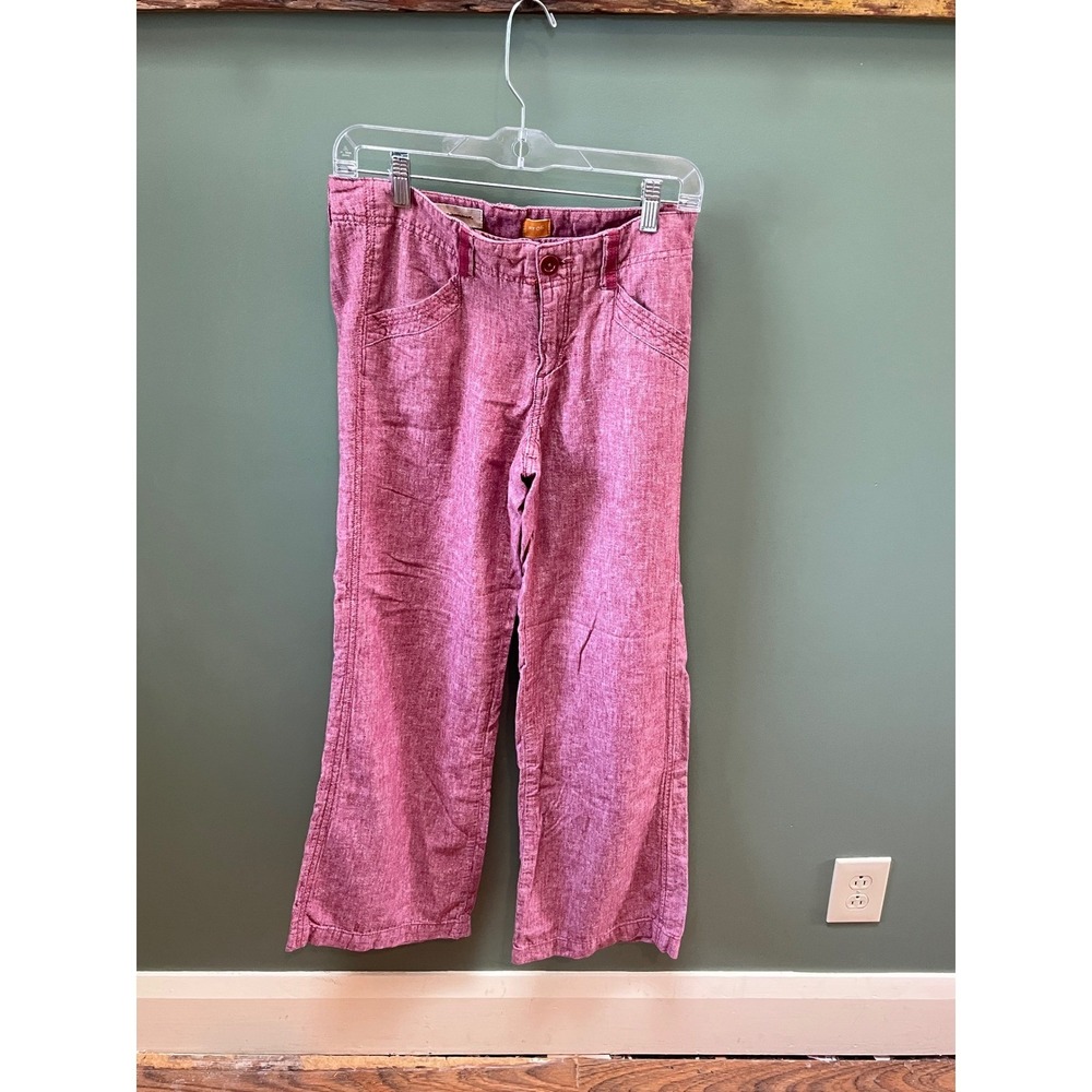 Pilcro and‎ the Letterpress Anthropologie Lt Red Linen Blend Wide Leg Pants 6